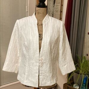 Dress Barn White Jacket with 3/4 length sleeves, fully lined. Size M